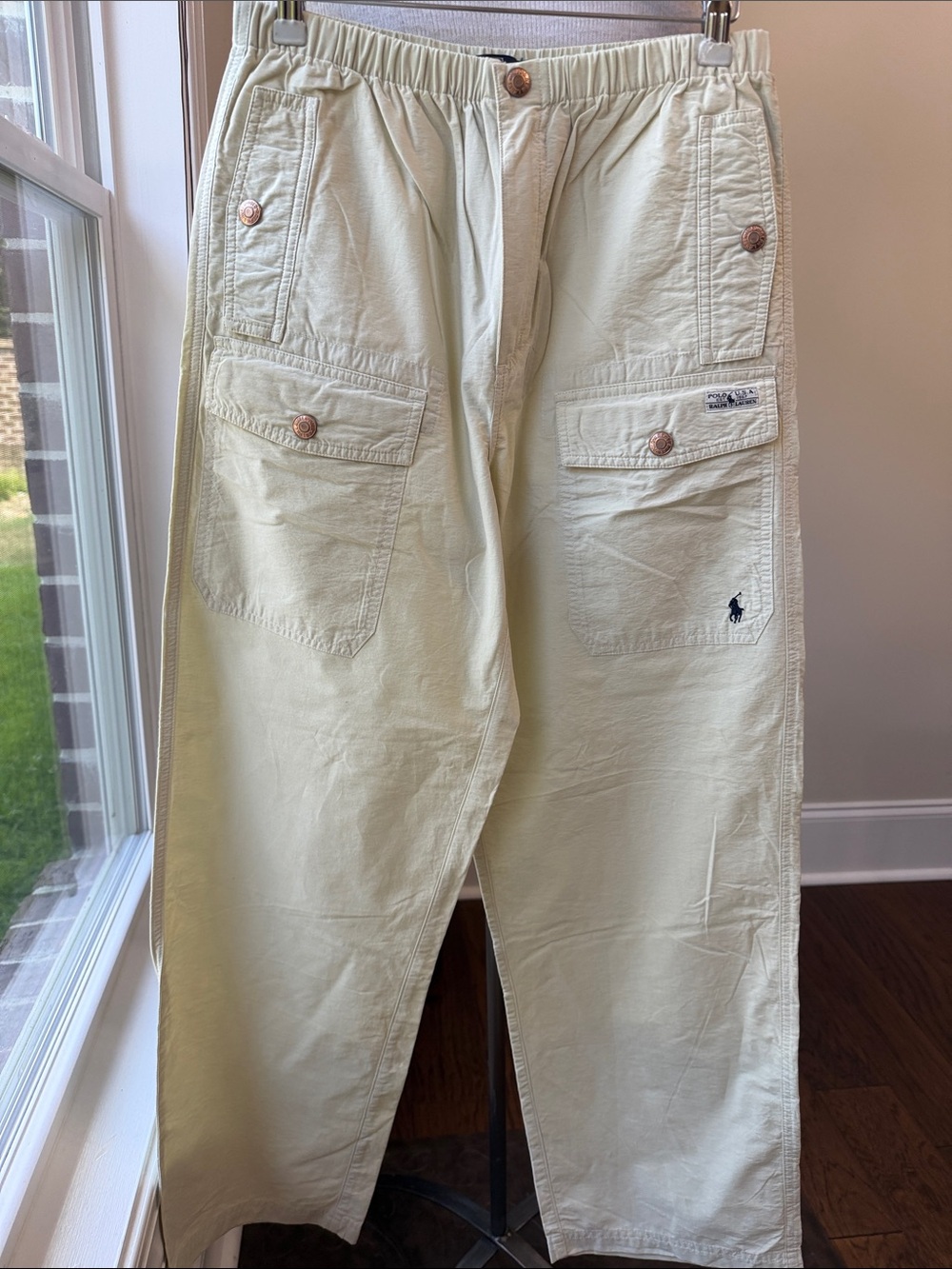 Polo by Ralph Lauren Light Cream Cargo Pants with Button Pockets